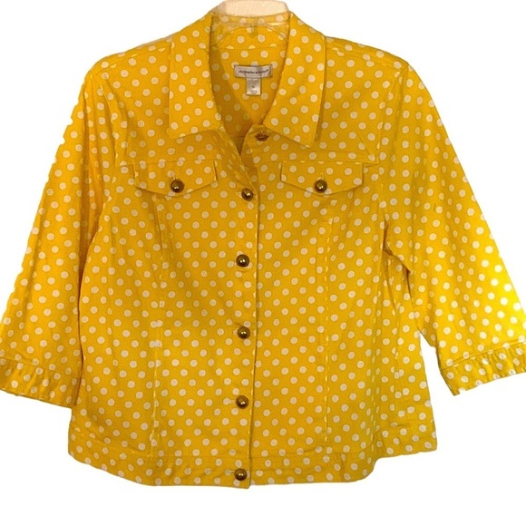 Christopher & Banks Jackets & Blazers - Bright & Bold Polka Dot Jean Jacket in Sunshine Yellow – Christopher & Banks, XL
